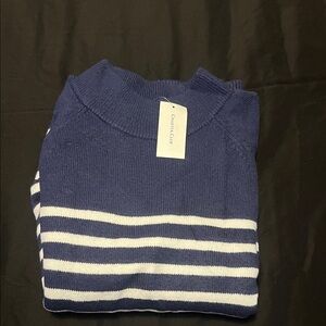 Charter Club women’s Navy and White Striped Crewneck Sweater